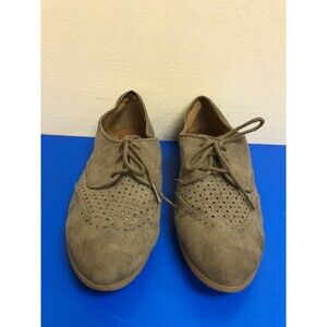 Xhilaration Women taupe  Lace-Up fabric upper Flat wing tip Shoes Size US 10